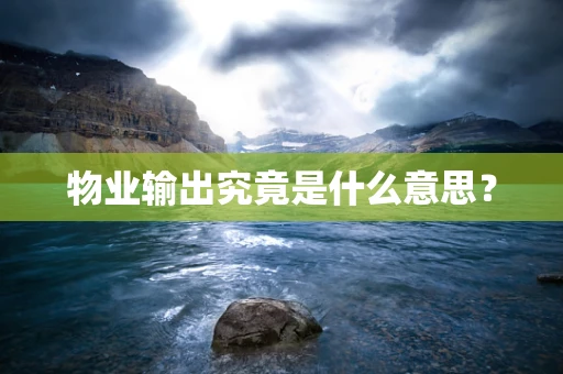 物业输出究竟是什么意思？