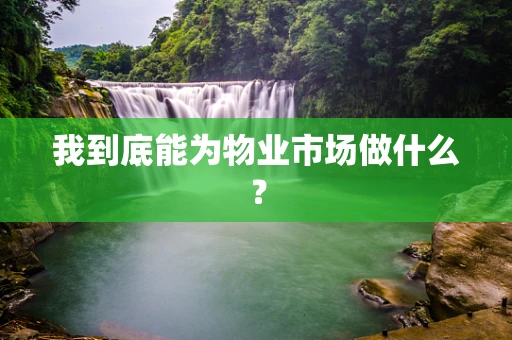 我到底能为物业市场做什么？