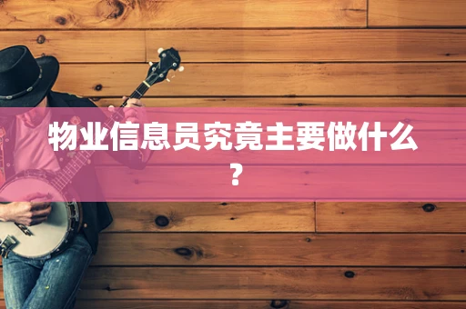 物业信息员究竟主要做什么？
