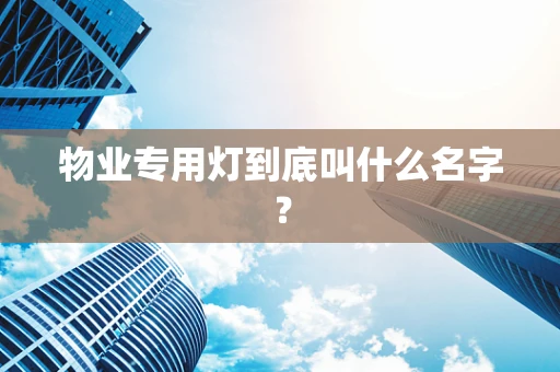 物业专用灯到底叫什么名字？