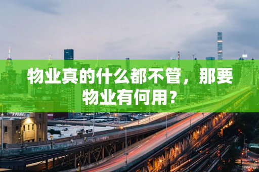 物业真的什么都不管，那要物业有何用？